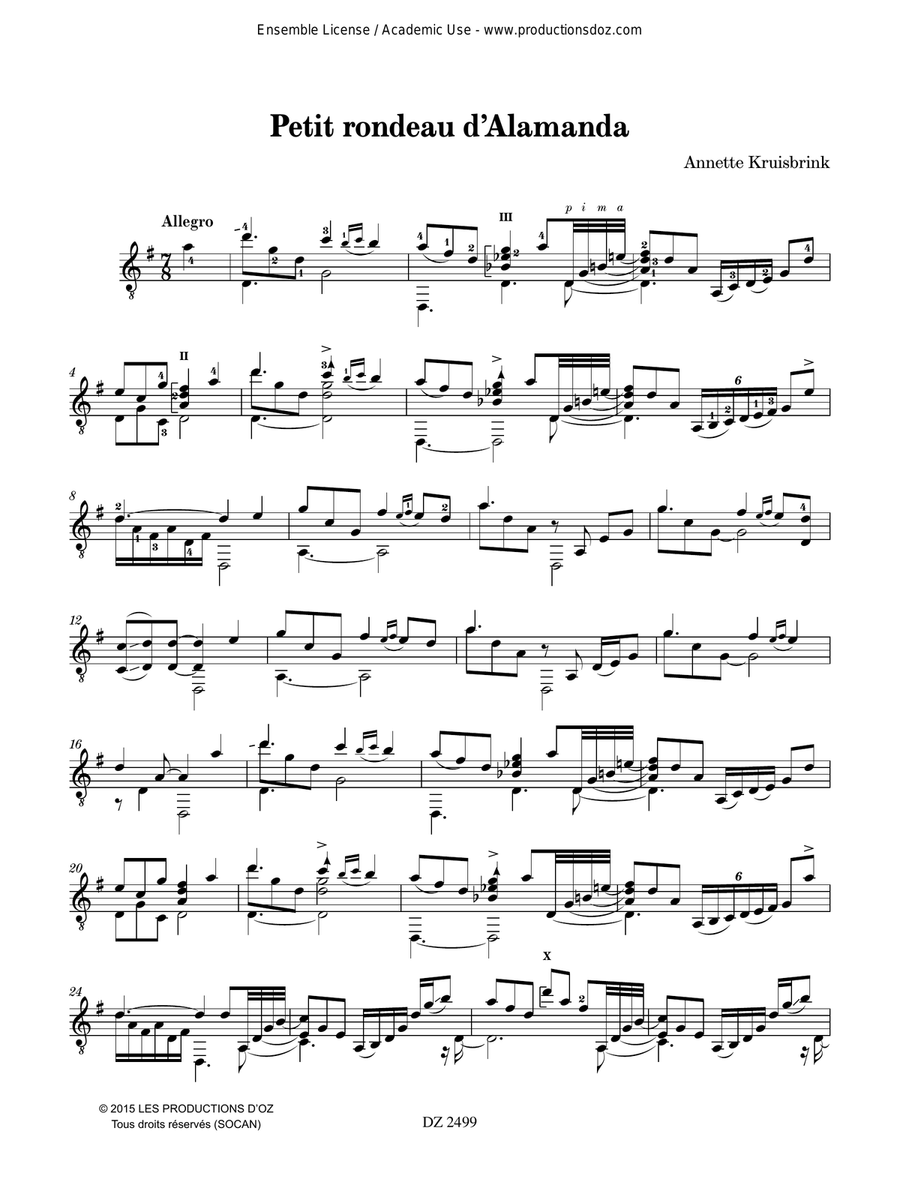 Petit rondeau d’Alamanda by Annette Kruisbrink Classical Guitar - Digital Sheet Music page 2