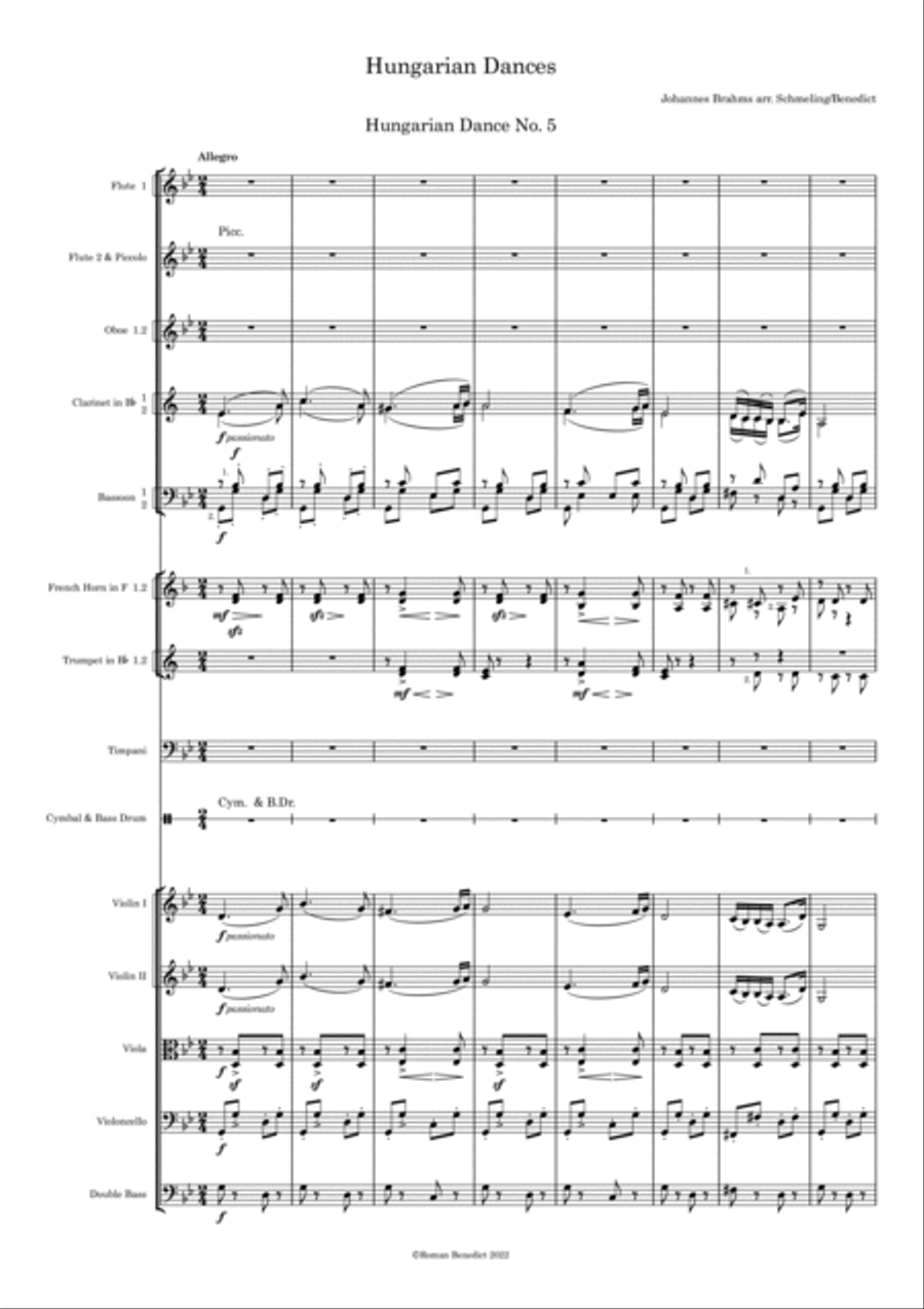 Brahms Hungarian Dances 5 & 6 Full Orchestra scores gallery preview page 2