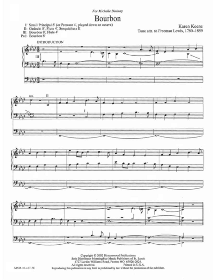 Bourbon Organ scores gallery preview page 1