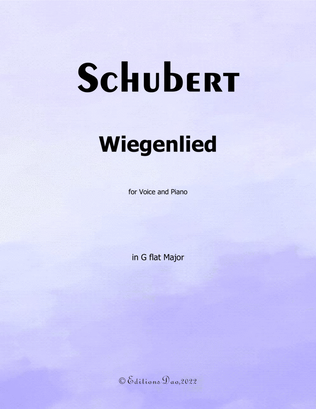 Book cover for Wiegenlied, by Schubert, in G flat Major
