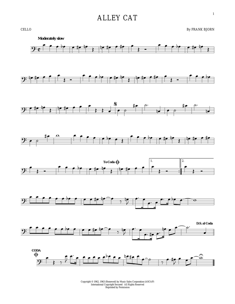 Alley Cat Cello Solo scores gallery preview page 1