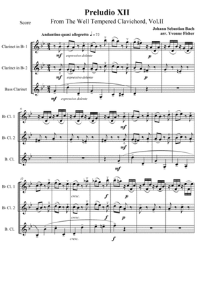 Prelude and Fugue XII for Clarinet Trio
