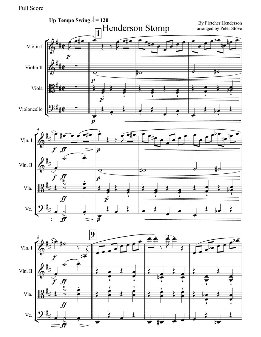 Henderson Stomp String Quartet scores gallery preview page 1