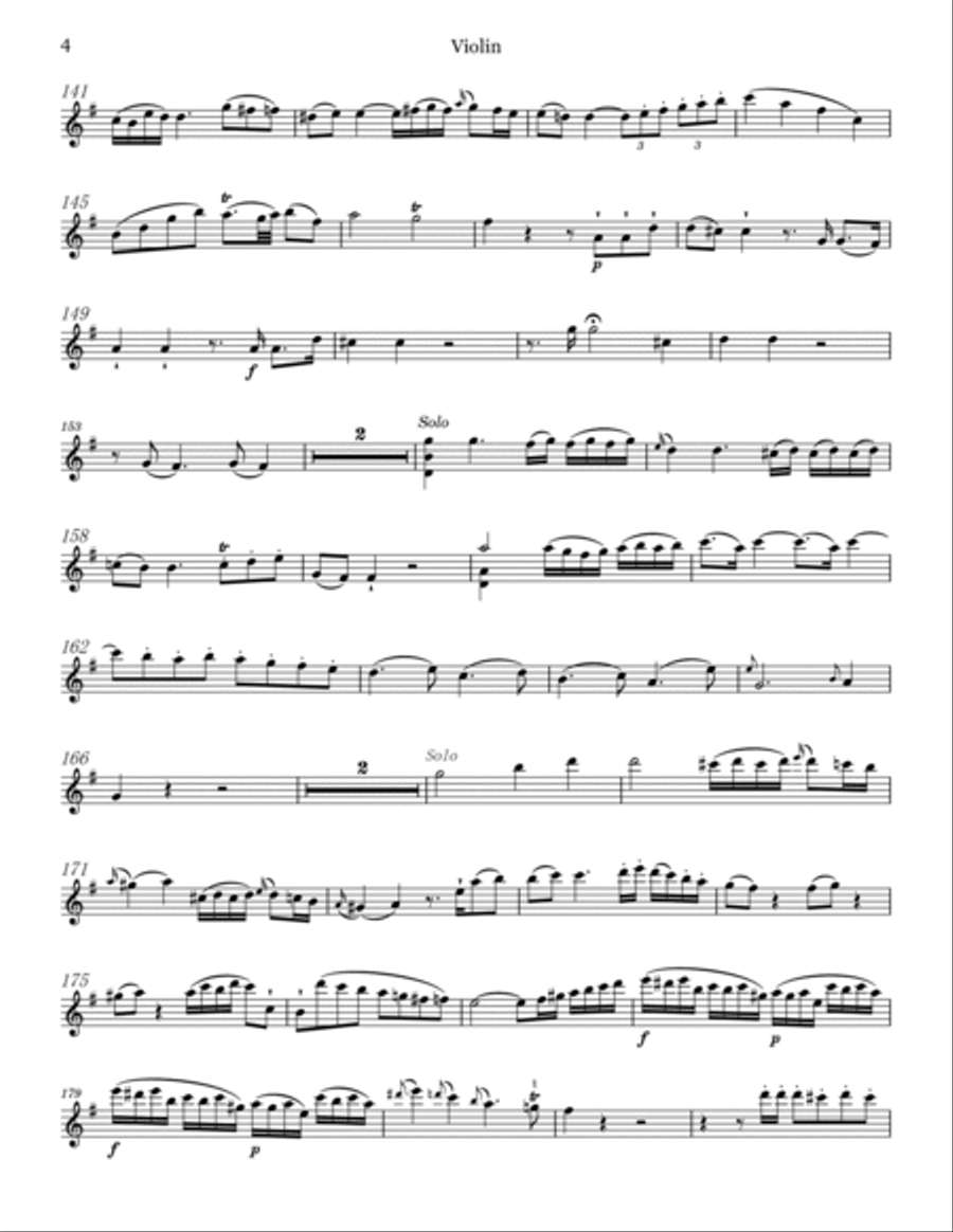 Mozart - Violin Concerto No.3 in G major, K.216 - Original For Violin Solo Complete Violin Solo scores gallery preview page 4