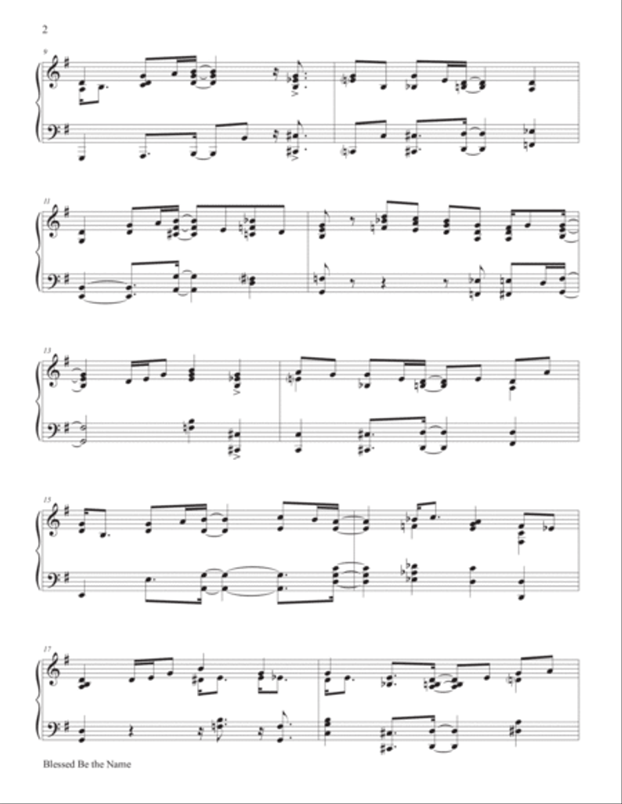 Bless Be the Name Piano Solo scores gallery preview page 3