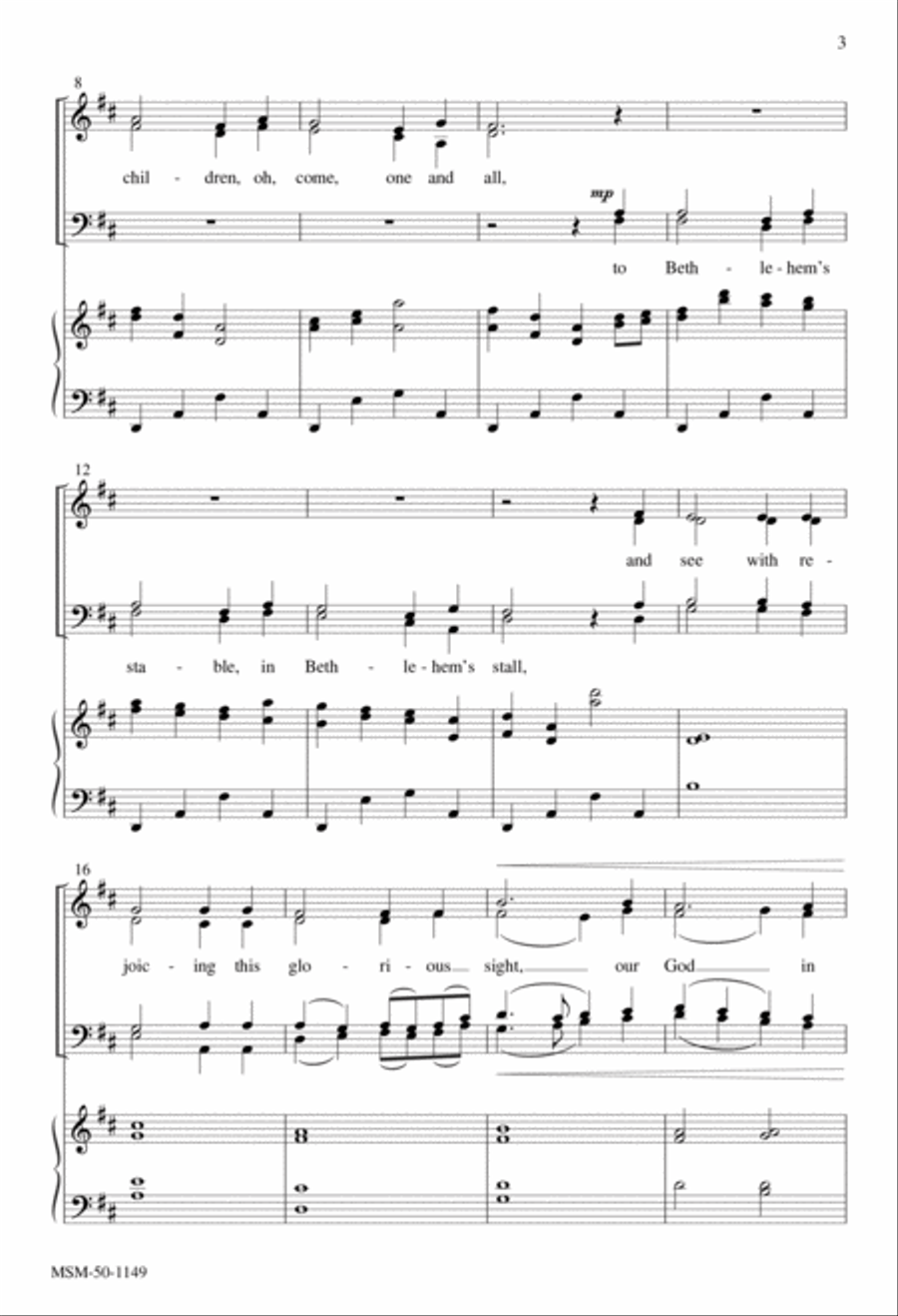 Oh, Come, Little Children 4-Part scores gallery preview page 3