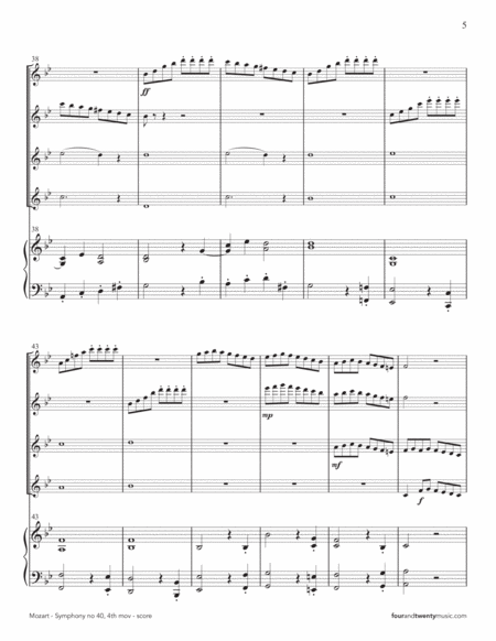 Symphony no 40, 4th movement, arranged for four flutes and piano image number null