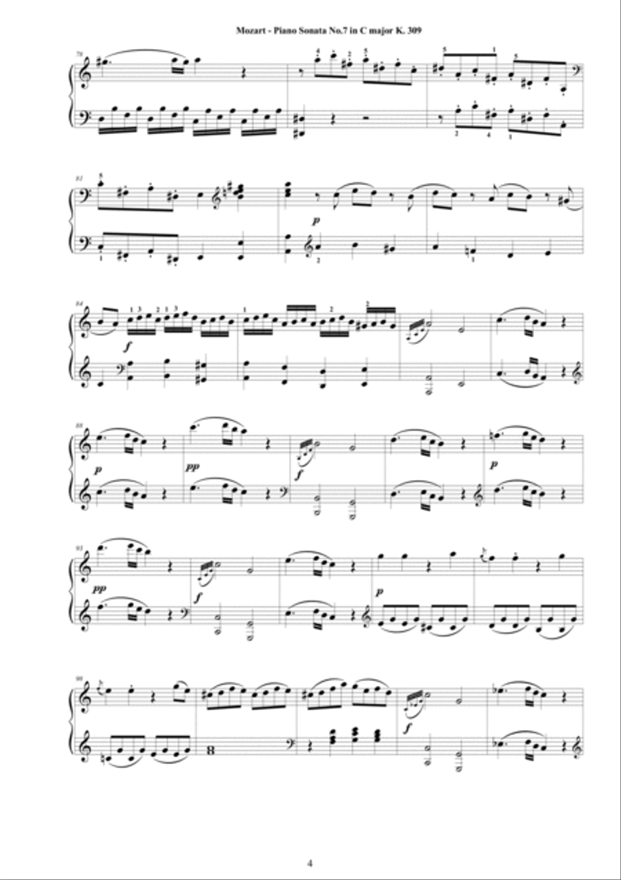 Mozart - Piano Sonata No.7 in C major K 309 - Complete score Piano Solo scores gallery preview page 4
