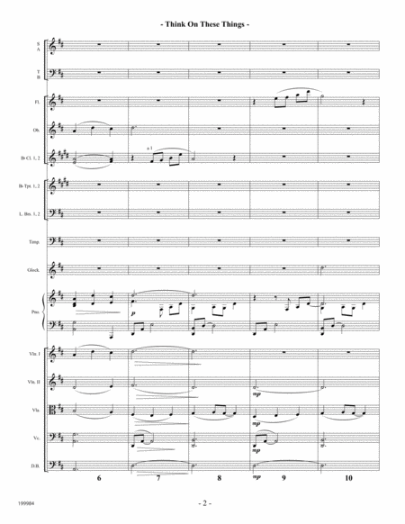 Think on These Things - Orchestral Score and Parts