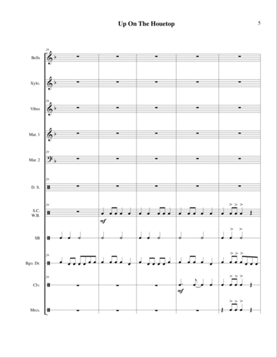 Up On The Housetop for Percussion Ensemble Percussion Ensemble scores gallery preview page 6