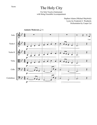 The Holy City, Vocal or Instrumental Solo, With String Ensemble Accompaniment