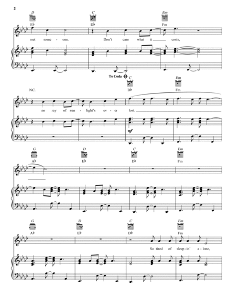 Saturday Sun Piano, Vocal, Guitar scores gallery preview page 2