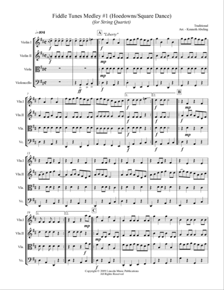 Fiddle Tunes Medley (for String Quartet) String Quartet scores gallery preview page 2
