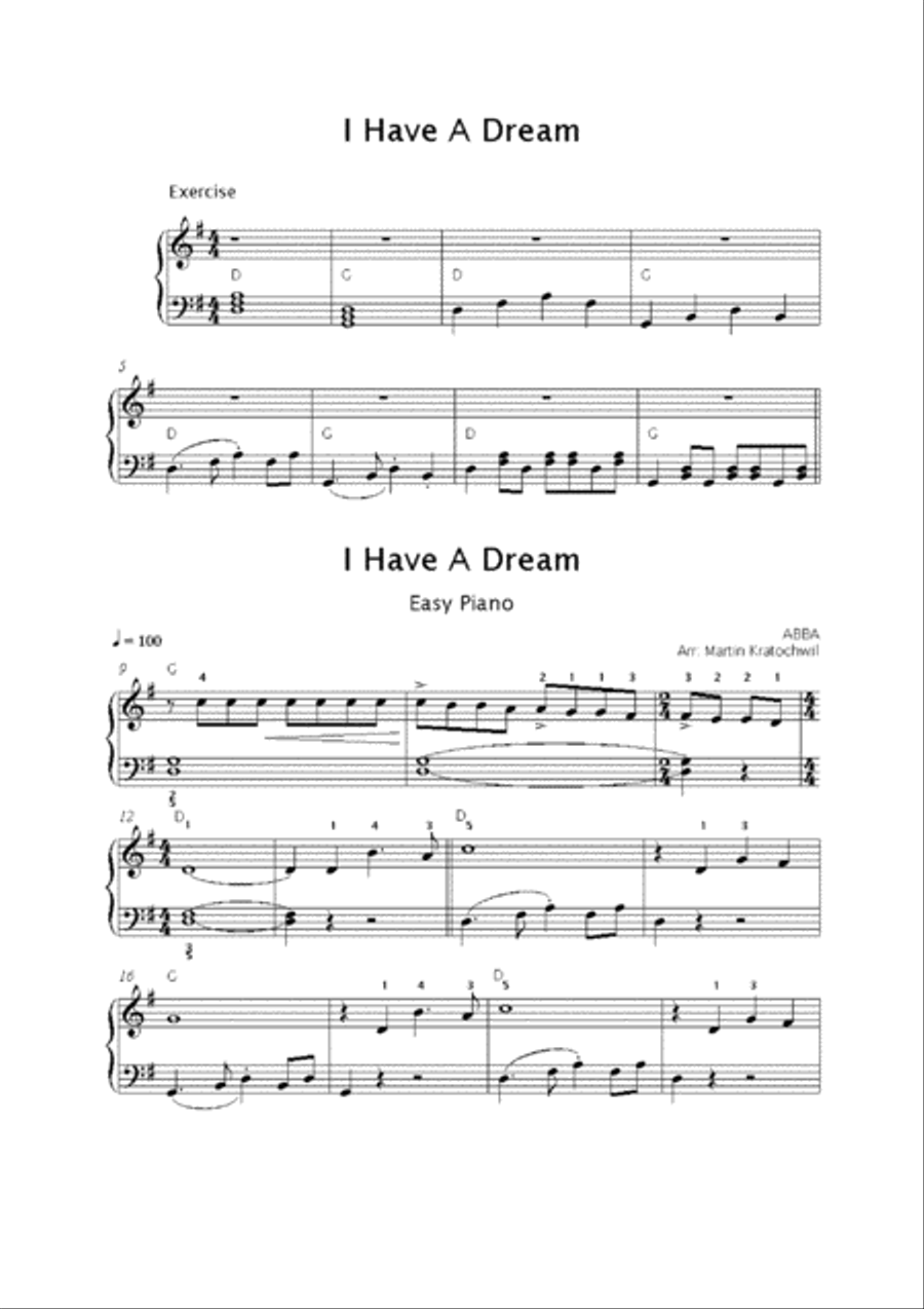 I Have A Dream Easy Piano scores gallery preview page 2