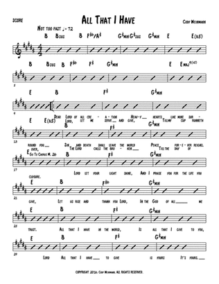 "All That I Have" Lead Sheet