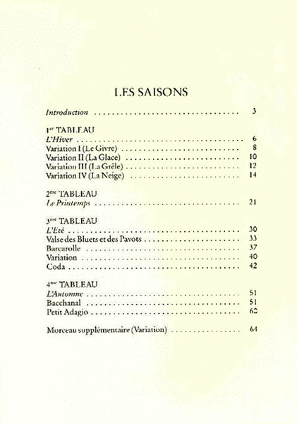 The Seasons - Ballet in 1 Act