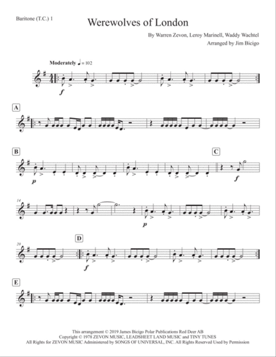 Werewolves Of London Werewolves Of London Choir scores gallery preview page 5