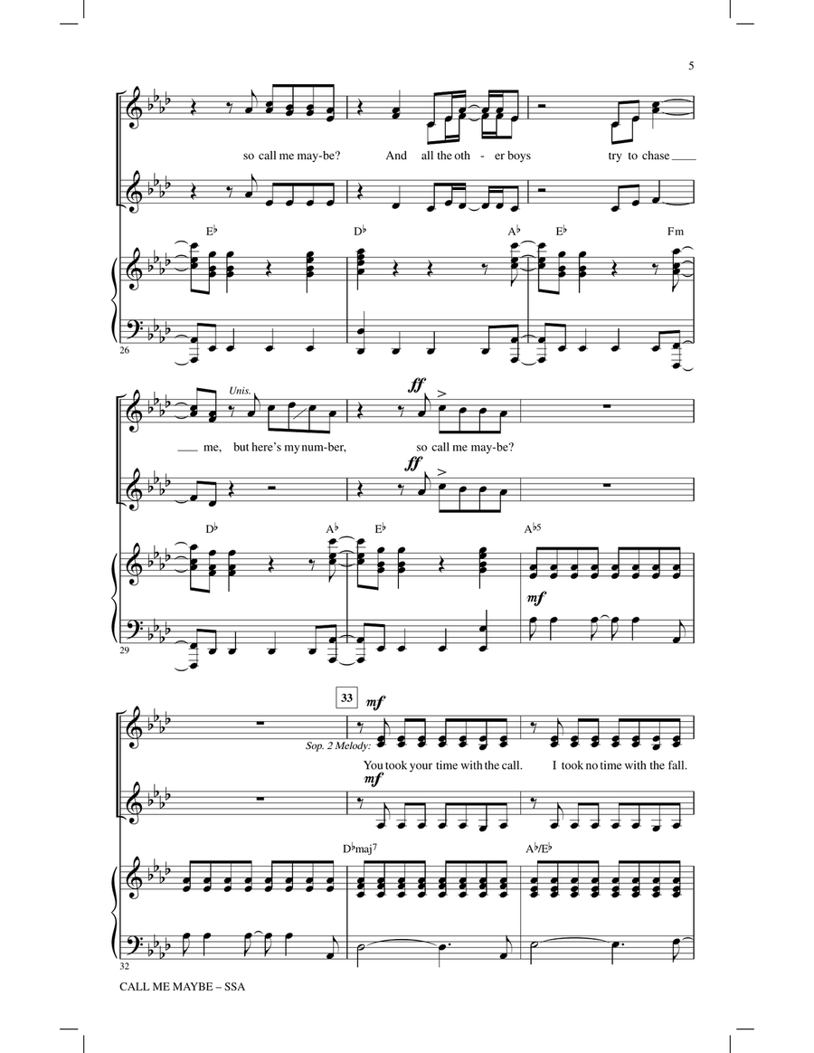 Call Me Maybe Call Me Maybe SSA scores gallery preview page 4