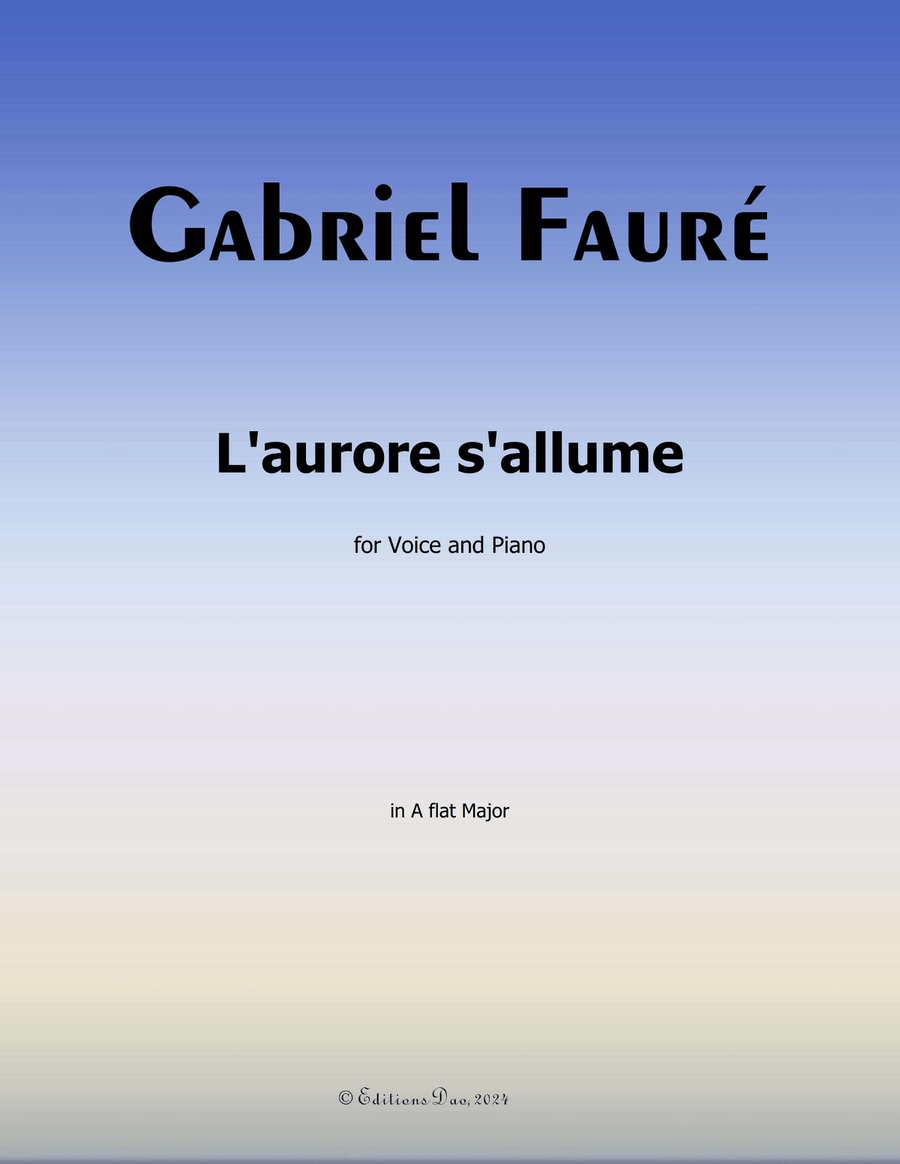 L'aurore s'allume, by Gabriel Fauré, in A flat Major Voice scores gallery preview page 1