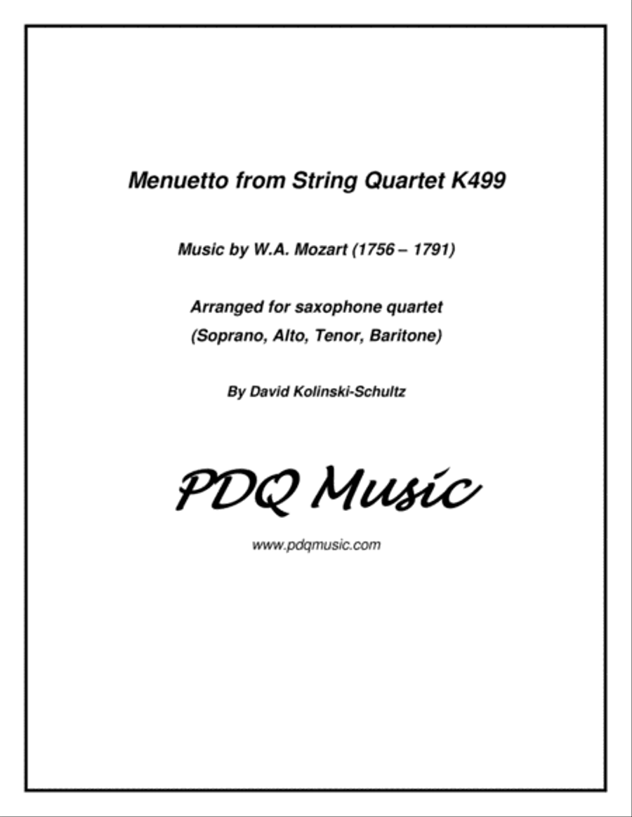 Menuetto for Sax Quartet Saxophone Quartet scores gallery preview page 1