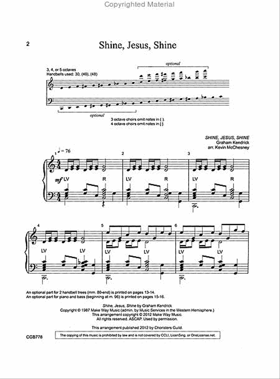 Shine, Jesus, Shine Shine, Jesus, Shine Handbell Choir scores gallery preview page 2