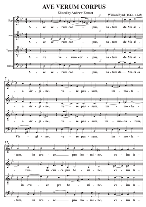 Ave Verum Corpus (Byrd) A Cappella SATB