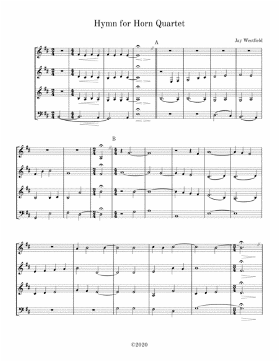 Hymn for Horn Quartet French Horn Quartet scores gallery preview page 2