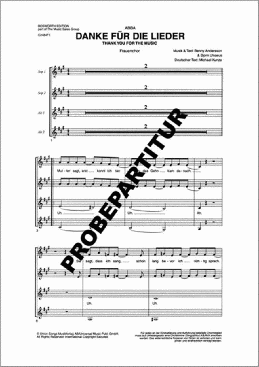 Danke für die Lieder Women's Choir scores gallery preview page 1