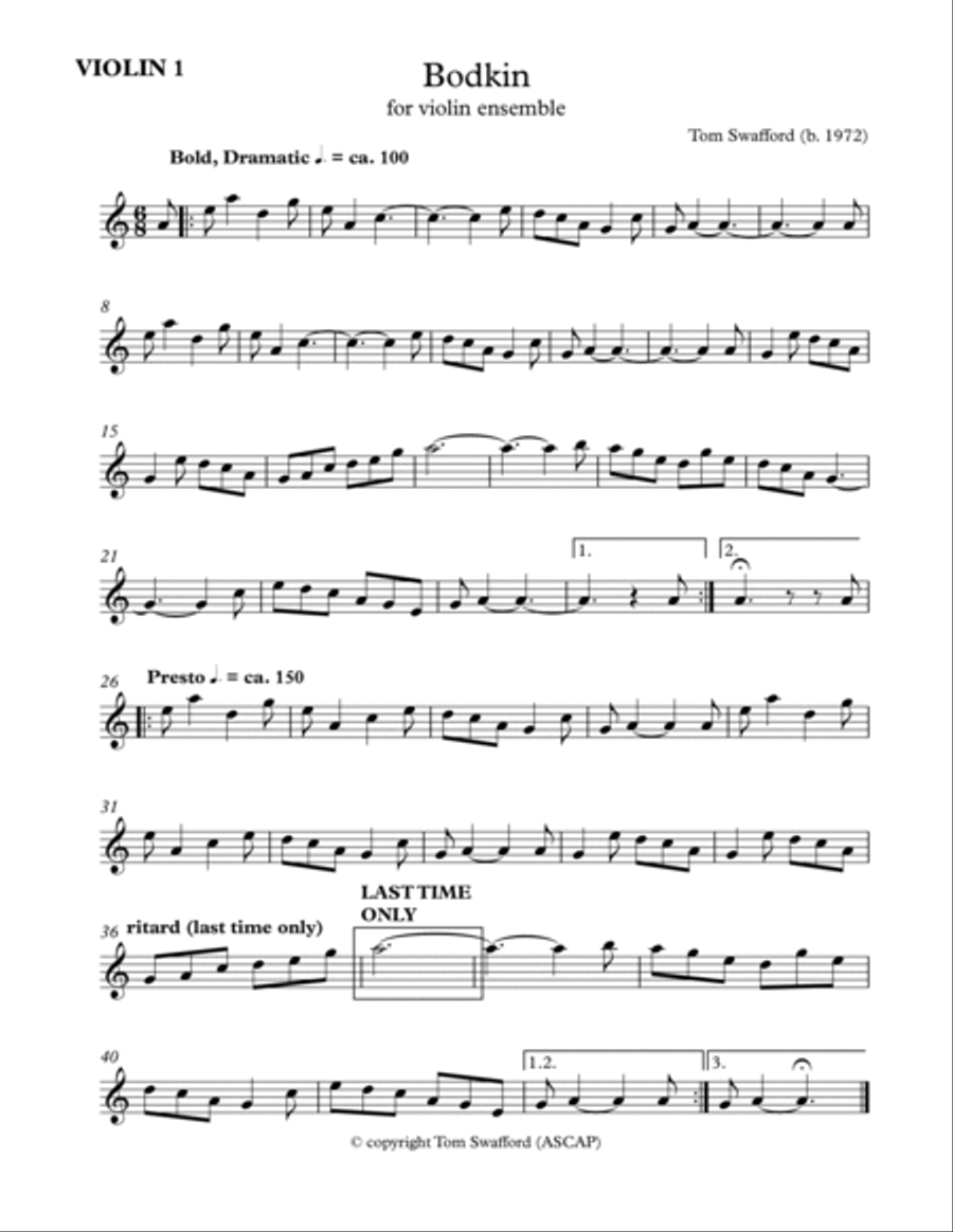 Bodkin for three violins String Trio scores gallery preview page 4