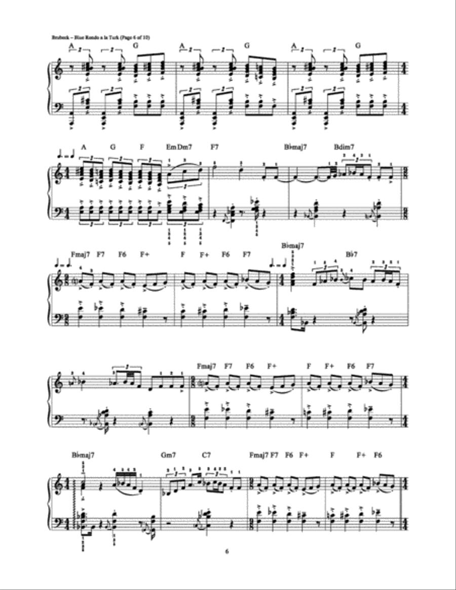 Blue Rondo a la Turk Piano Solo scores gallery preview page 6