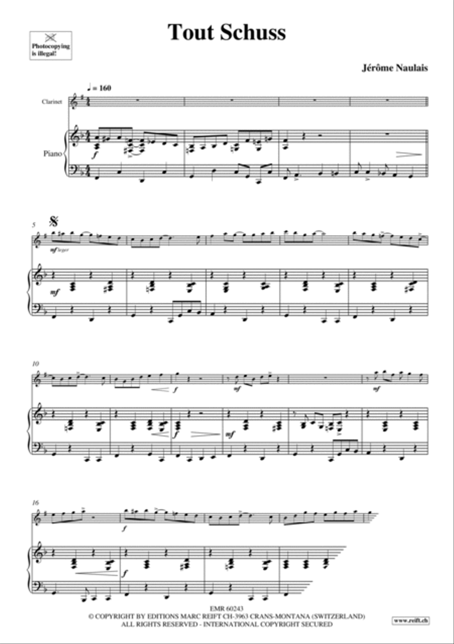 Tout Schuss Clarinet Solo scores gallery preview page 5