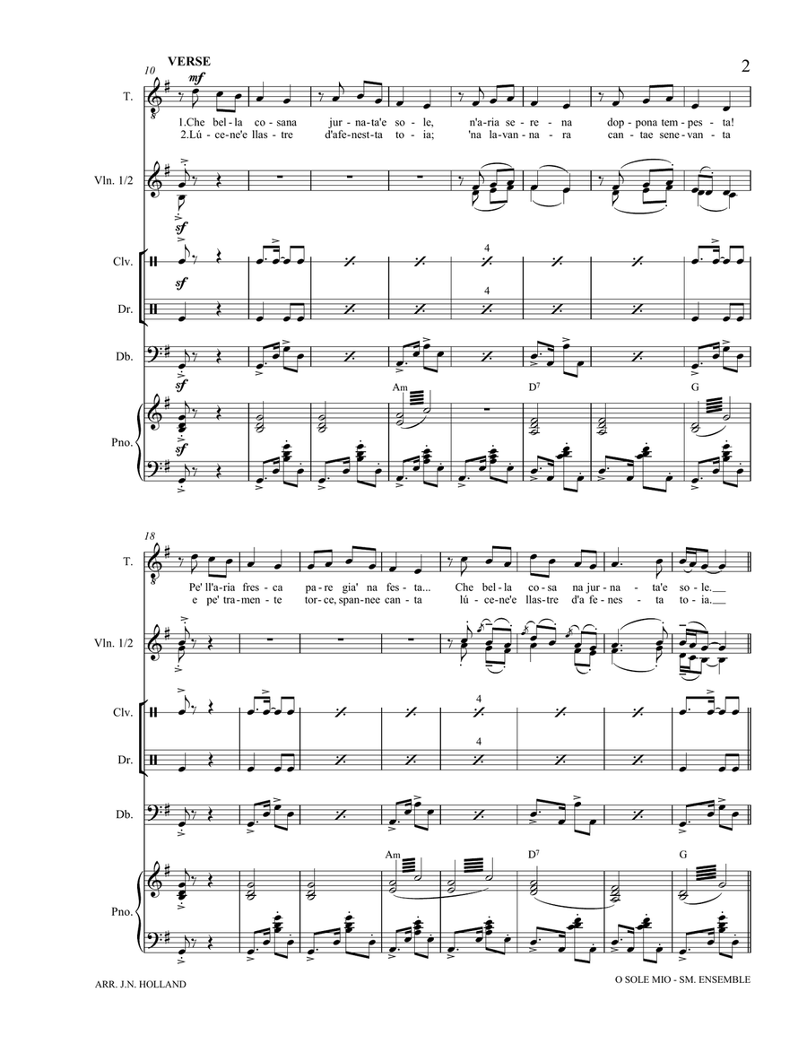 O Sole Mio Arranged for Tenor and Small Ensemble Percussion Ensemble scores gallery preview page 5