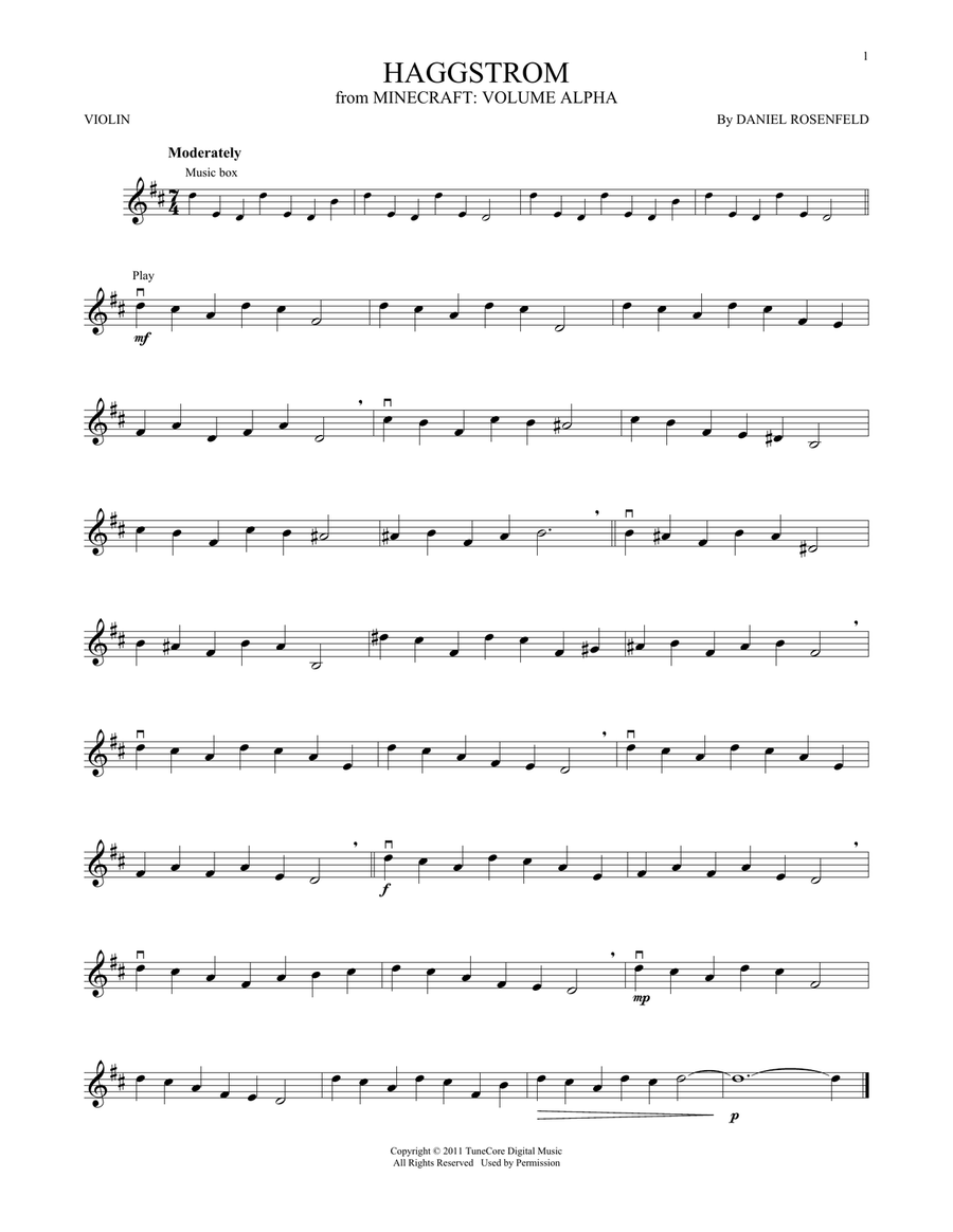 Haggstrom (from Minecraft) Violin Solo scores gallery preview page 1