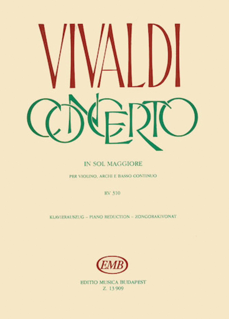 Concerto in G for Violin, Strings, and Cembalo, RV 310 Violin Solo scores gallery preview page 1