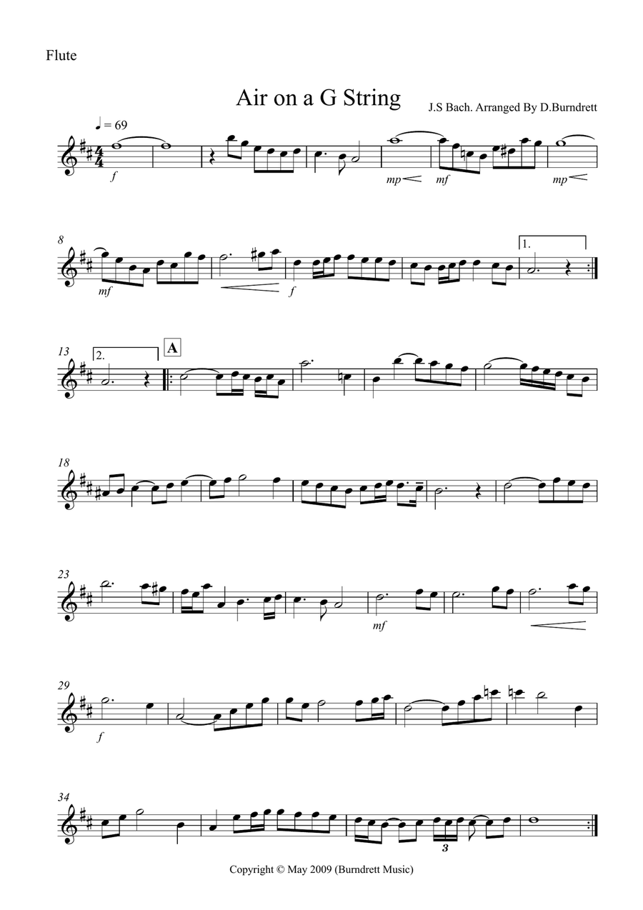 Air On A G String for Flute And Piano Flute scores gallery preview page 3