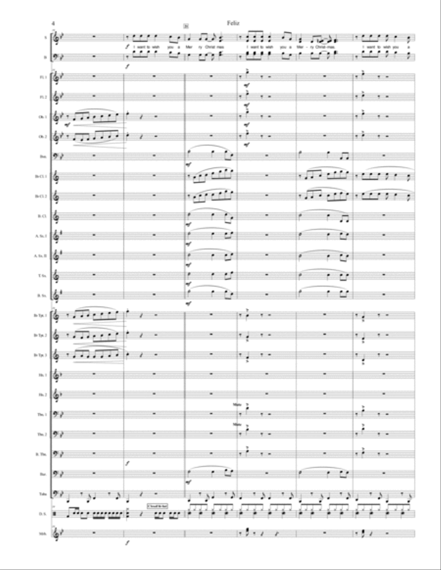 Feliz Navidad Concert Band scores gallery preview page 4
