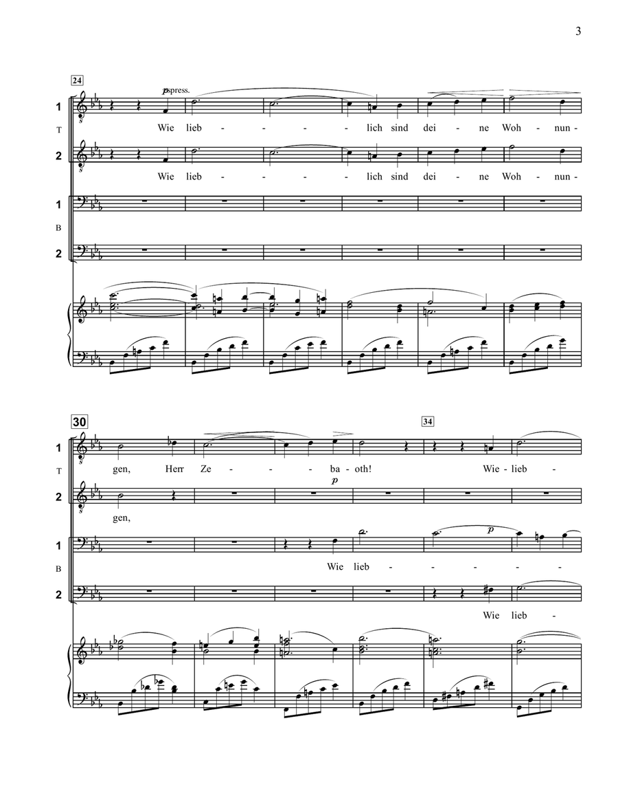 Brahms - Wie Lieblich sind deine Wohnungen from A German Requiem for Men's Choir TTBB TTBB scores gallery preview page 3