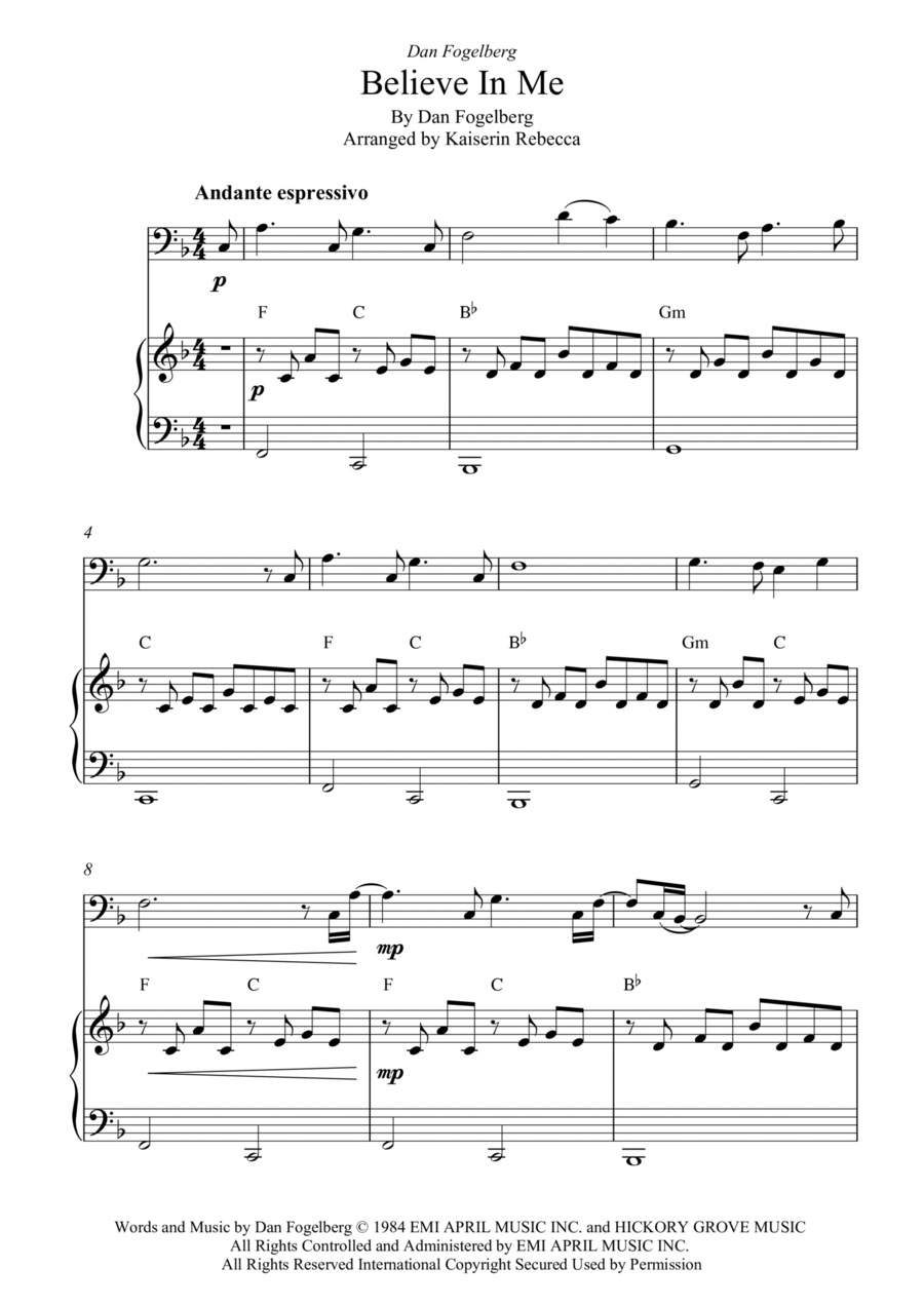 Believe In Me Believe In Me Bassoon scores gallery preview page 1