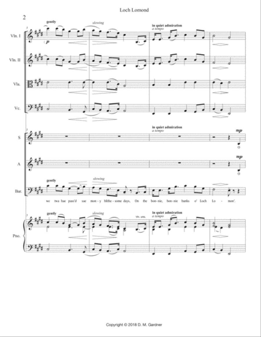 Loch Lomond - SAB and String Quartet (opt. piano) SAB scores gallery preview page 4