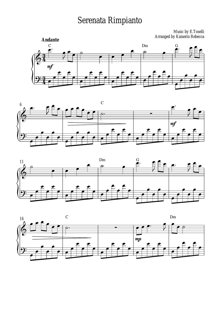 Serenata Rimpianto (Op.6 No.1) Piano Method scores gallery preview page 1