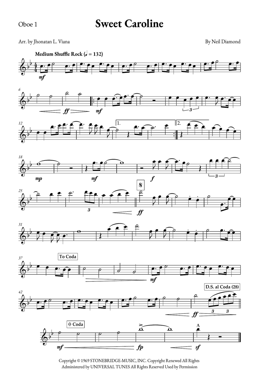 Sweet Caroline Woodwind Duet scores gallery preview page 5