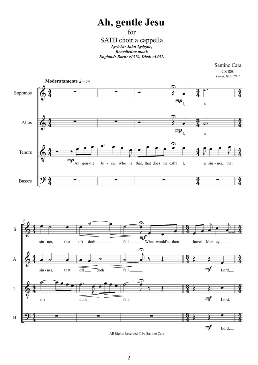 Ah, gentle Jesu - SATB choir a cappella 4-Part scores gallery preview page 2