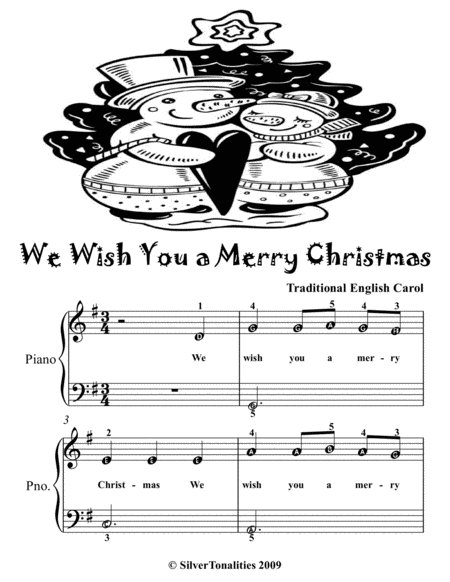 We Wish You a Merry Christmas Easy Piano Sheet Music 2nd Edition