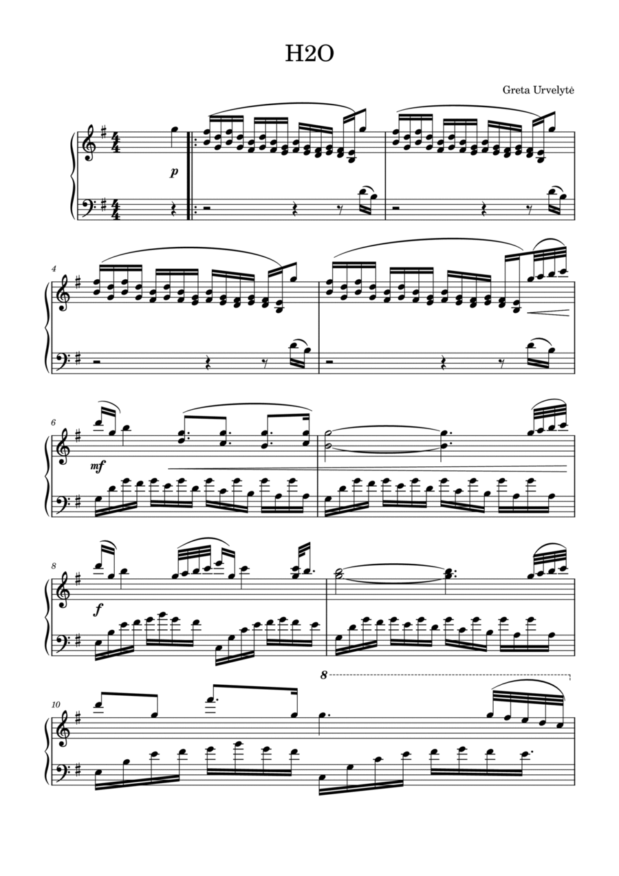 H2O Piano Solo scores gallery preview page 1