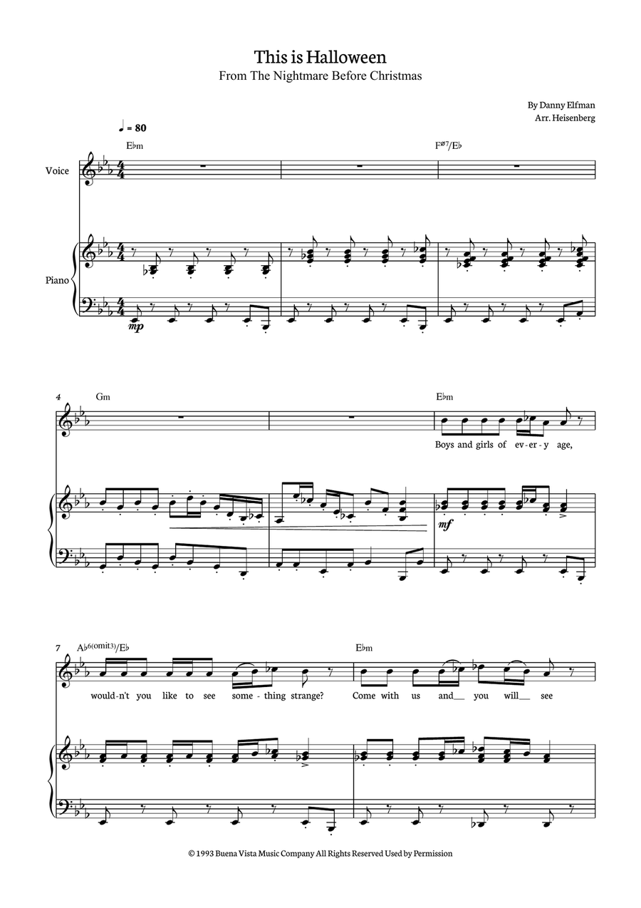 This Is Halloween Piano, Vocal scores gallery preview page 1