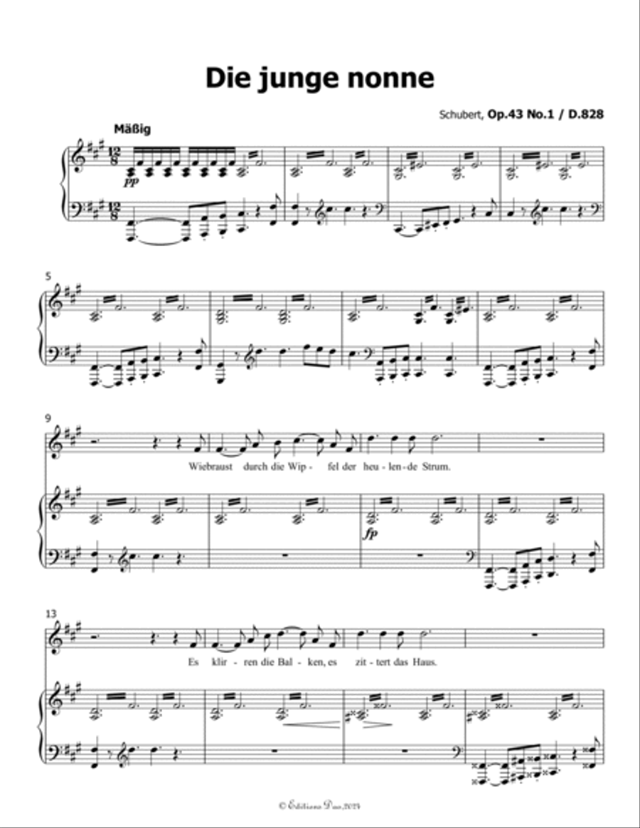 Die junge nonne, by Schubert, D.828, in f sharp minor Voice scores gallery preview page 3