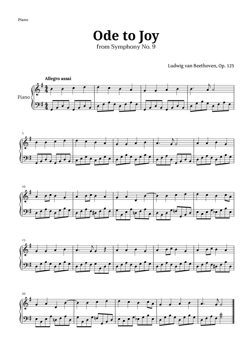 Ode to Joy by Beethoven for Piano image number null
