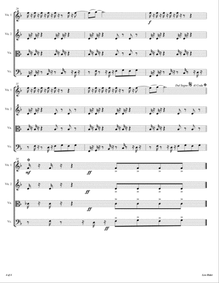 Low Rider String Quartet scores gallery preview page 5