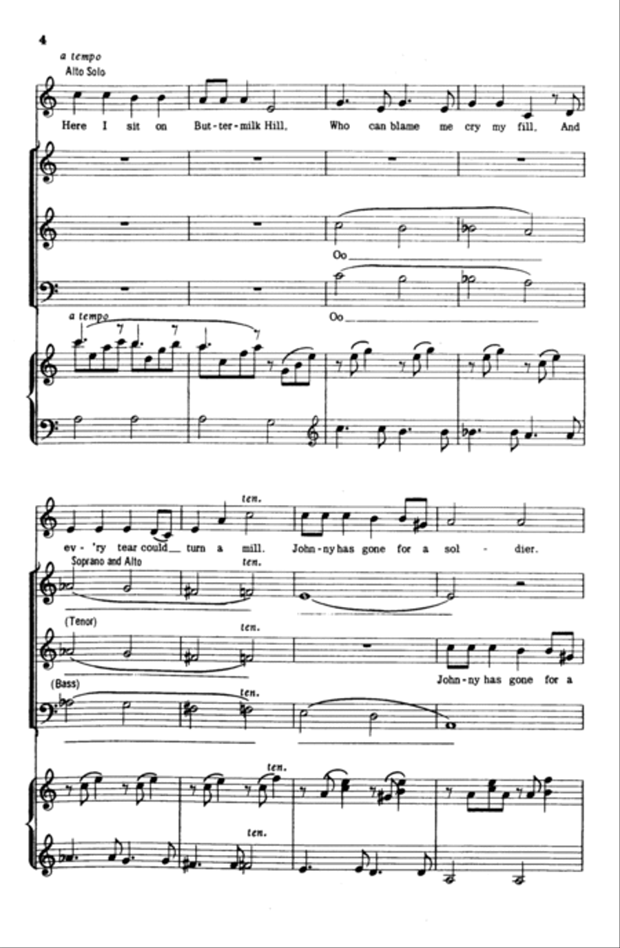 Johnny Has Gone for a Soldier 4-Part scores gallery preview page 10
