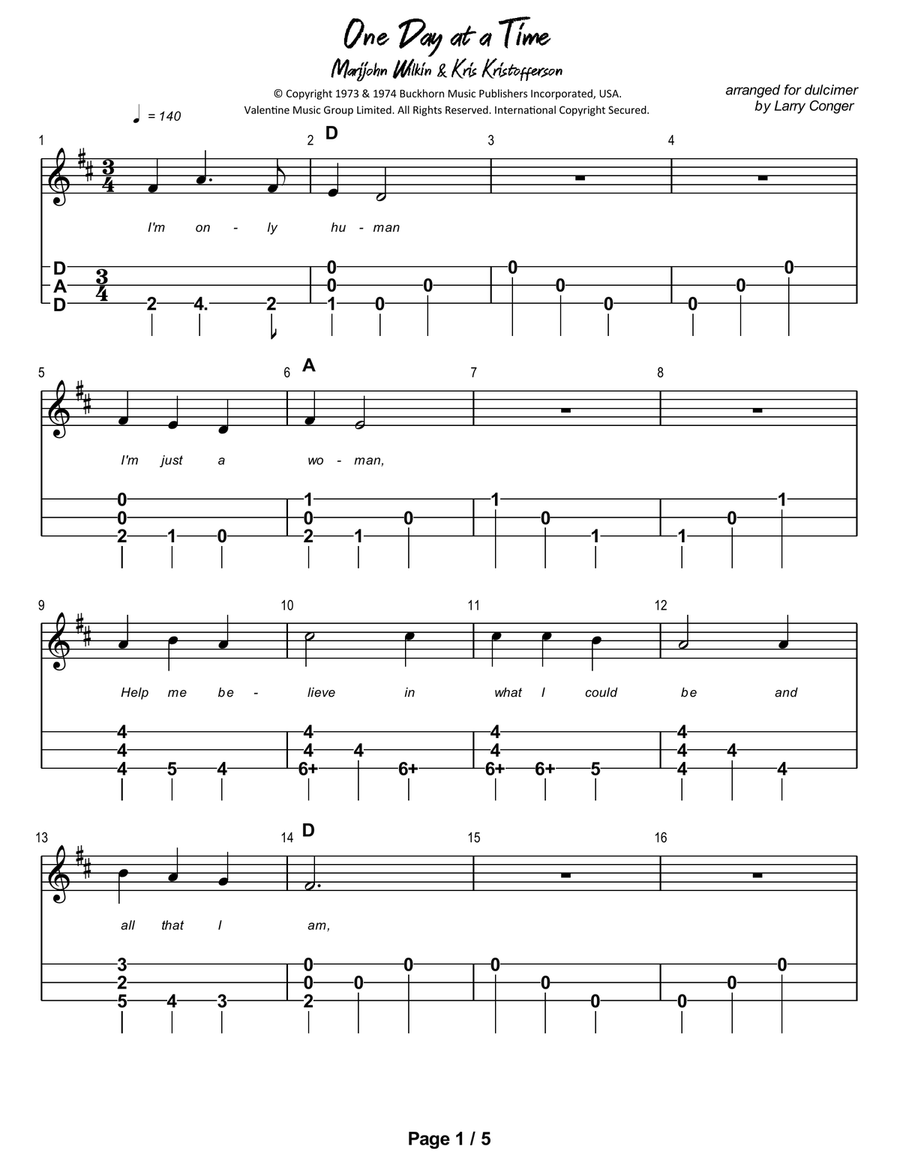 One Day At A Time Dulcimer scores gallery preview page 2